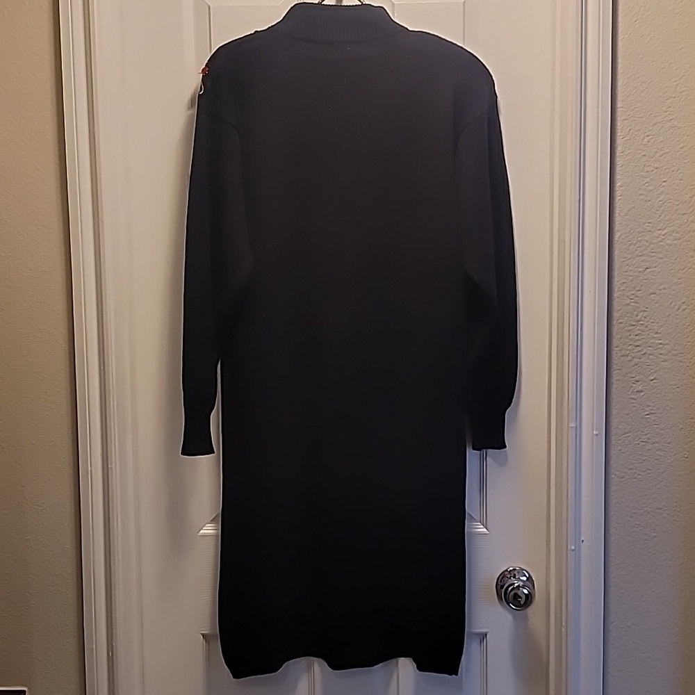 Vintage PLAIN JANE By Sweet Baby Jane Embellished Black Sweater Dress Sz Medium - Picture 6 of 8